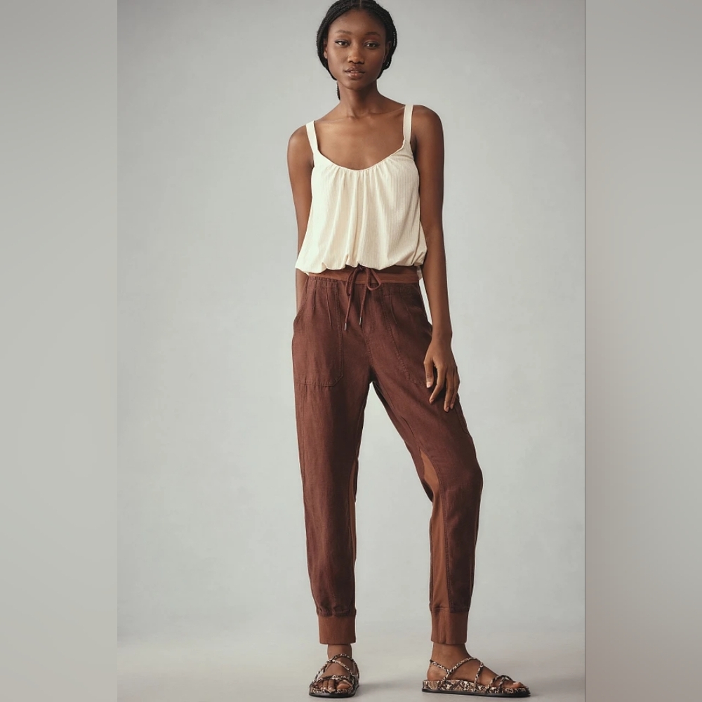 Anthropologie The Nomad Brown High Waist Jogger Pants In M NWT
